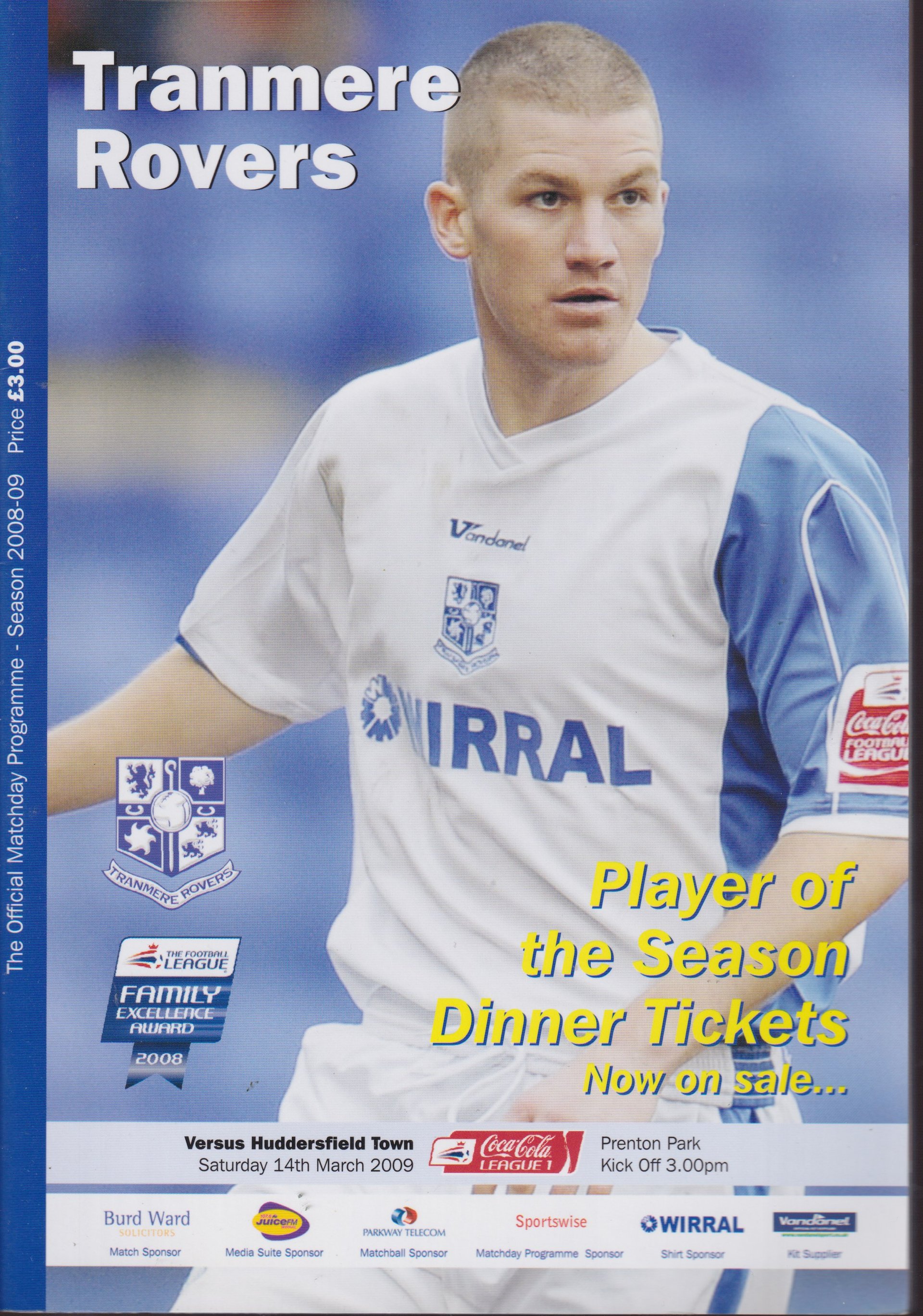 Tranmere Rovers v Huddersfield Town match programme
